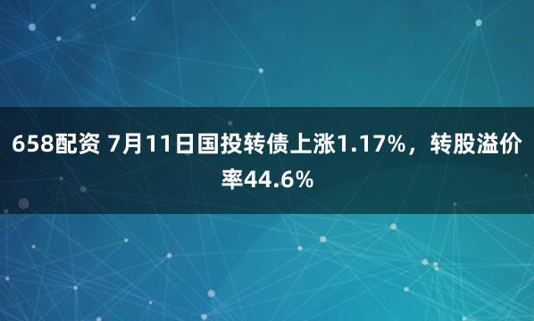 658配资 7月11日国投转债上涨1.17%，转股溢价率44.6%
