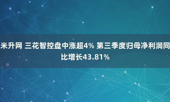 米升网 三花智控盘中涨超4% 第三季度归母净利润同比增长43.81%