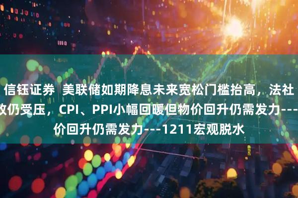 信钰证券  美联储如期降息未来宽松门槛抬高，法社保预算过关财政仍受压，CPI、PPI小幅回暖但物价回升仍需发力---1211宏观脱水