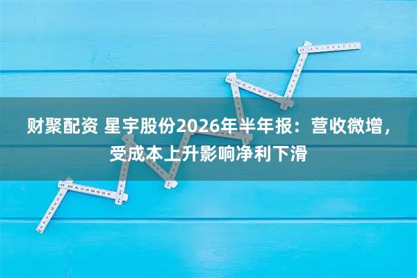 财聚配资 星宇股份2026年半年报：营收微增，受成本上升影响净利下滑